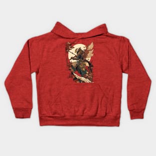 Eagle Warrior Samurai Vintage Art Nouveau Kids Hoodie